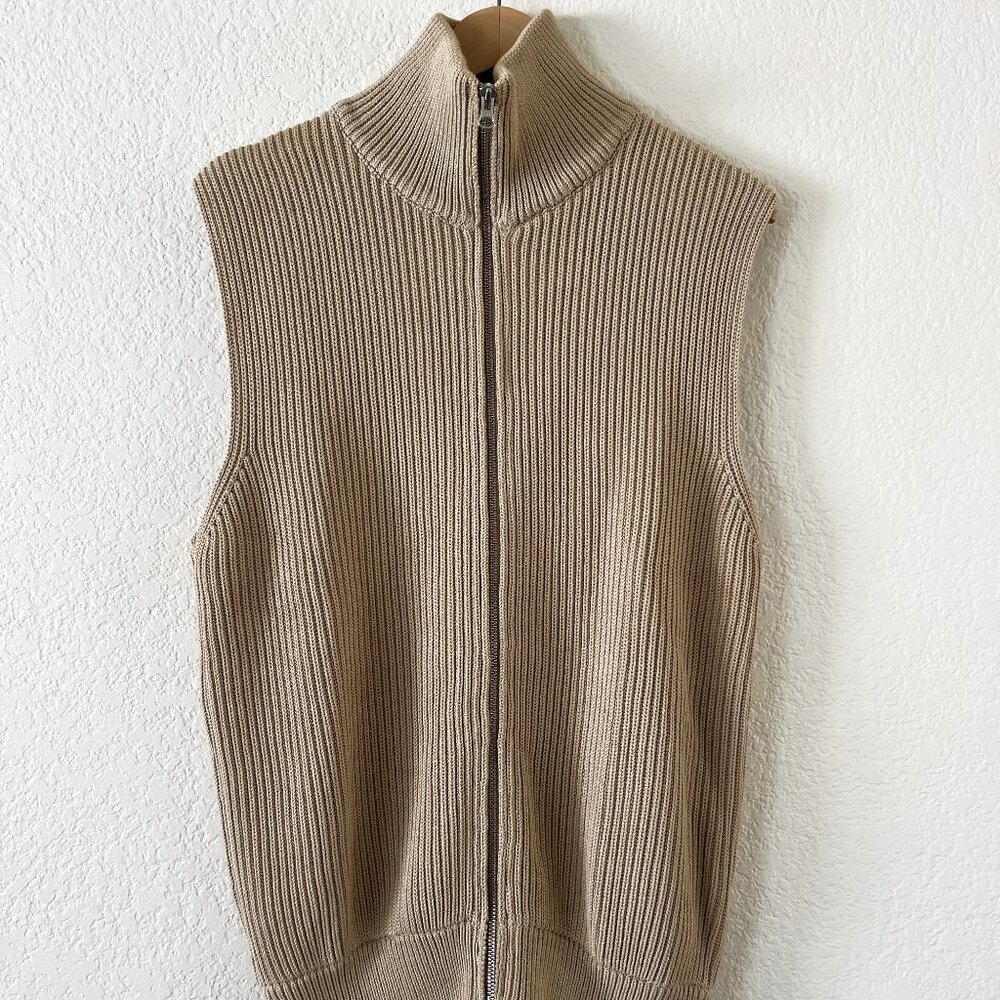 Maison Martin Margiela 14 Men's Tan Cotton Zip Front Sweater Vest